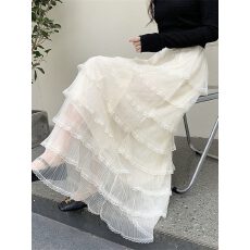 批发2026春季新款网纱蕾丝花边<b class='q'>半身裙</b>女法式温柔风绝美巨好看仙女纱裙