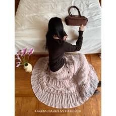 批发零度苏打 粉紫色蛋糕长裙女2026春季新款韩系甜美风a字<b class='q'>百搭</b>半身裙