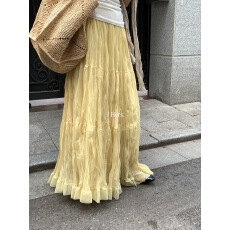 批发夏上新Hers韩版简约日常百搭度假感长款纱纱<b class='q'>半身裙</b>休闲显瘦<b class='q'>长裙</b>