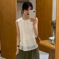 批发YNVN法式镂空气质无袖<b class='q'>背心</b>衬衫女高级感娃娃小衫上衣2026春夏新款