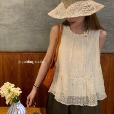 批发<b class='q'>镂空</b>气质无袖背心衬衫女高级感娃娃小衫上衣2026春夏新款