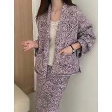 批发不被定义的松弛感宽松慵懒杂色混色软糯开衫套装