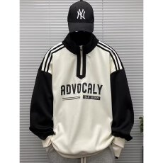 批发半拉链卫衣春秋美式拼色立领上衣青少年<b class='q'>男</b>女生宽松<b class='q'>外套</b>潮