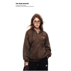 批发美式TT连帽拉链豹纹开衫外套女春秋季新款宽松遮肉显瘦百搭<b class='q'>卫衣</b>