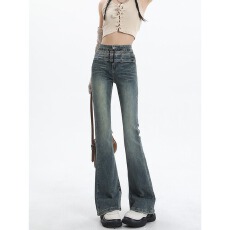 批发<b class='q'>微喇</b>叭<b class='q'>牛仔裤</b>女秋季新款2026年高腰复古修身显瘦百搭阔腿马蹄裤子