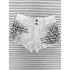 批发夏季新款辣妹风字母印花蛇纹牛仔短裤女修身显瘦包臀休闲热裤子潮