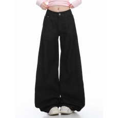 批发美式复古撞色字母印花铆钉牛仔<b class='q'>裤</b>女春夏高街设计感阔腿<b class='q'>裤</b><b class='q'>长裤</b>情侣