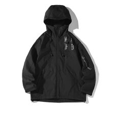 批发冲锋衣刺绣防水面料外套女淘惑春秋宽松薄款防风运动工装夹克潮