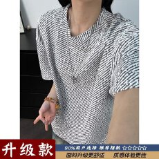 批发银丝斜纹打底衫常青树短<b class='q'>袖</b>男女夏季正肩t恤美式设计感<b class='q'>半截</b><b class='q'>袖</b>
