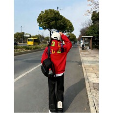 批发2026新款国<b class='q'>潮牌</b>美式高街植绒刺绣连帽<b class='q'>卫衣</b>女春秋宽松重磅情侣上衣