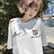 批发2026美式潮牌卡通刺绣短袖t恤男女夏季新款宽松百搭<b class='q'>情侣</b><b class='q'>上衣</b>