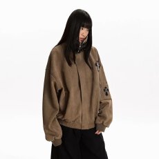 批发美式复古<b class='q'>街头</b>十字架翻领夹克男女情侣春秋宽松休闲百搭外套