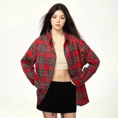 批发格纹设计感撞色<b class='q'>长袖</b>衬衣男春季2026新款小众高级感衬衫<b class='q'>情侣</b><b class='q'>外套</b>