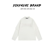 批发假两件小高领字母刺绣<b class='q'>卫衣</b><b class='q'>男</b>女秋季新款美式潮流高街宽松百搭<b class='q'>卫衣</b>