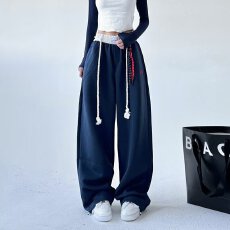 批发美式街舞<b class='q'>嘻哈</b>抽绳撞色拼接长<b class='q'>裤</b>秋季直筒阔腿百搭潮牌显瘦休闲<b class='q'>裤</b>子