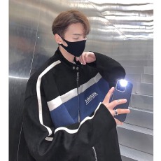 批发常规款春秋拉链<b class='q'>棒球</b>领长袖情侣装美式复古撞色麂皮绒<b class='q'>外套</b>潮青少年