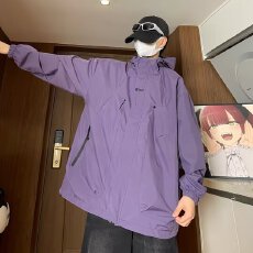 批发美式国潮机能风拉链连帽冲锋衣<b class='q'>男</b>女同款宽松休闲防水透气外套潮