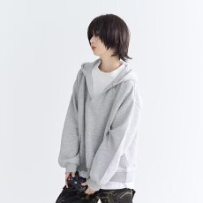 批发2026春季简约撞色V领假两件连帽<b class='q'>卫衣</b>男女潮牌宽松情侣高级感帽衫