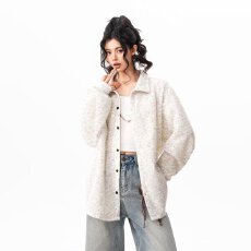 批发2026<b class='q'>冬</b>季高品质奶呼呼翻领宽松中长款羊毛外套女慵懒气质新款日系