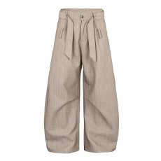 批发男女老钱风西<b class='q'>裤</b>打褶条纹剑道腰带设计感宽松<b class='q'>百搭</b>弯刀休闲长<b class='q'>裤</b>新款