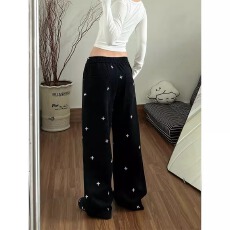 批发韩版宽松<b class='q'>百搭</b>抽绳休闲<b class='q'>裤</b><b class='q'>裤</b>子女款2026春季新款十字满印运动拖地<b class='q'>裤</b>