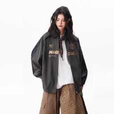 批发日系复古拼色刺绣翻领夹克男女2025美式赛车服宽松休闲<b class='q'>棒球</b>服<b class='q'>外套</b>