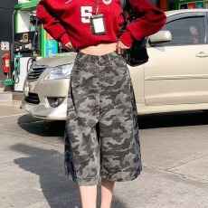 批发美式复古高街迷彩工装牛仔裤女2026秋季<b class='q'>新款</b>设计感宽松显瘦直筒裤