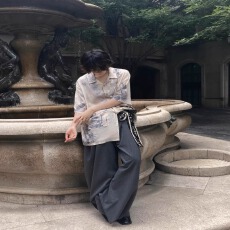 批发新中式国风冰丝短袖<b class='q'>衬衫</b>男女夏薄款潮牌潮流痞帅设计感高级<b class='q'>衬衣</b>