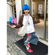 批发破洞阔腿7分<b class='q'>牛仔</b>裤<b class='q'>男</b>女夏季美式街头宽松小众设计感廓形直筒<b class='q'>短裤</b>