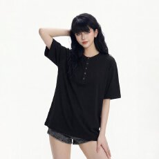 批发2026春夏季新款10%0<b class='q'>纯棉</b>线女圆领针织衫纯色宽松短袖<b class='q'>打底衫</b>上衣