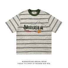批发华棉印花毛巾绣短袖T恤男夏季2026<b class='q'>潮</b>牌宽松休闲百搭体恤情侣款
