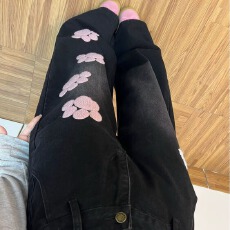 批发自然涩黑色阔腿运动长裤女秋<b class='q'>冬</b>季垂感高级感宽松显瘦直筒裤子春