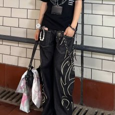 批发潮牌松紧腰牛仔<b class='q'>裤</b>男女春季宽松直筒休闲长<b class='q'>裤</b>ins美式水洗<b class='q'>百搭</b>