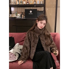 批发2025新款立领环保小湖羊女短款小个子仿皮草外套毛毛上衣女