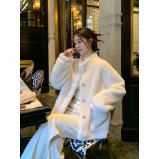 批发立领小香风仿水貂毛绒冬季环保皮草女2025新款高级感上衣兔毛外套