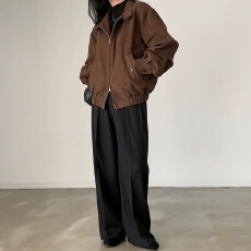 批发美式复古麂皮绒外套女2025<b class='q'>春</b>秋季爆款小个子高级感短款夹克上衣潮