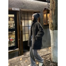 批发2024秋冬季慵懒感<b class='q'>皮草</b>中长款立领加棉加厚羊羔毛绒环保毛毛外套女