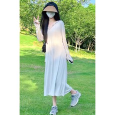 批发夏季新款防晒中长款全身紫外线外套户外休闲百搭防晒服宽松瑜伽服