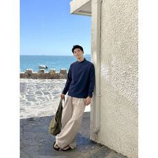 批发现货供应｜秋季百搭复古长袖卫衣高级vintage时尚无痕压胶上衣男