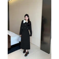 批发2026冬季<b class='q'>大码</b>微胖妹妹MM气质名媛感上衣遮肉显瘦两件套装连衣裙女