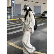 批发官图 秋冬chic韩系慵懒松弛ins开衫吊带背心阔腿裤针织三件套女