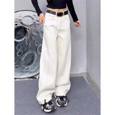 批发大码美式复古加绒牛仔裤女装冬季梨形身材阔腿裤胖MM遮肉显瘦裤子