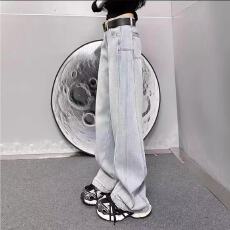 批发大码美式复古加绒牛仔裤女装冬季梨形身材阔腿裤胖MM遮肉显瘦裤子