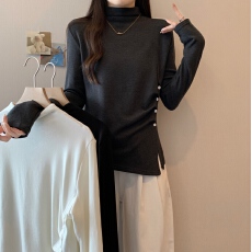 批发实拍 大码女装秋<b class='q'>冬</b>抓绒时尚简约长袖打底衫不规则设计感显瘦上衣