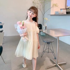 批发洋气时髦<b class='q'>女童</b>夏<b class='q'>装</b>2026新款挂脖连衣<b class='q'>裙</b>木耳边女孩公主<b class='q'>裙</b>生日<b class='q'>裙</b>子