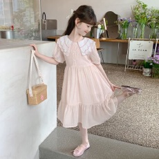 批发<b class='q'>女童</b>夏<b class='q'>衣服</b>儿童公主<b class='q'>裙</b>短袖粉色甜美女孩时尚连衣<b class='q'>裙</b>短<b class='q'>裙</b>女宝宝夏装