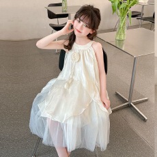 批发超仙漂亮女孩时尚公主<b class='q'>裙</b>法式小众<b class='q'>女童</b>背心<b class='q'>连衣裙</b>花朵甜美<b class='q'>礼服</b><b class='q'>裙</b>子