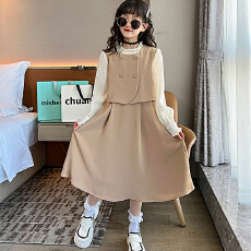 批发法式小香风假两件长袖连衣裙2026秋季新款别致气质淑女温柔裙子