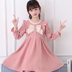 批发<b class='q'>女童</b>连<b class='q'>衣裙</b>子秋冬季2025新款宝宝新年拜年服儿童秋装红色公主裙子