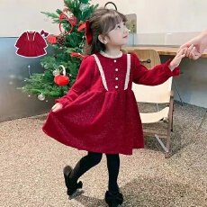 批发儿童<b class='q'>礼服</b>公主<b class='q'>裙</b>秋冬款洋气丝绒<b class='q'>裙</b>子红色生日连衣<b class='q'>裙</b><b class='q'>女童</b>宴会晚<b class='q'>礼服</b>